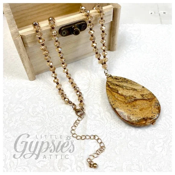 Handmade Woodland Jasper Long Necklace - Picture 8 of 8